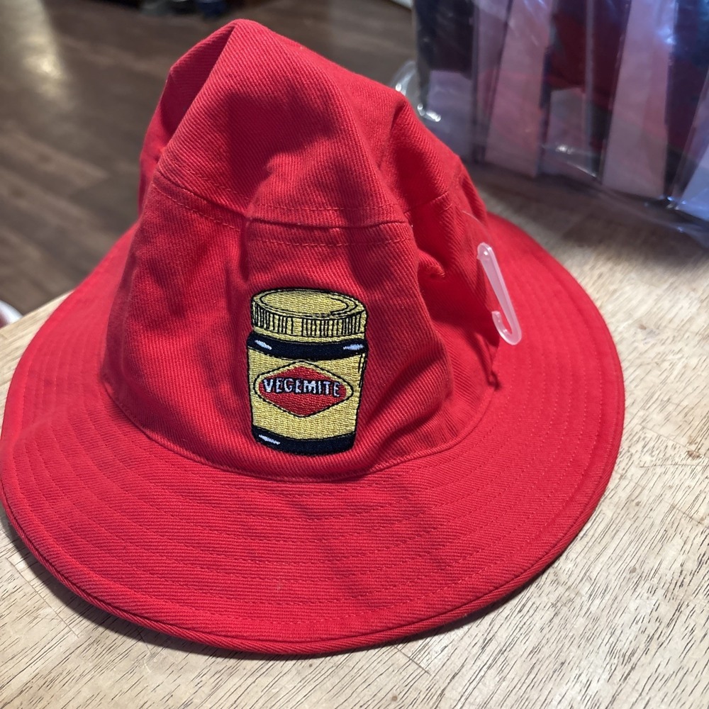 Vegemite Red Bucket Hat 55CM Youth Promo Logo Cotton Sun Hat Mens